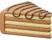 Um pedaço de bolo com um pedaço de cobertura de chocolate