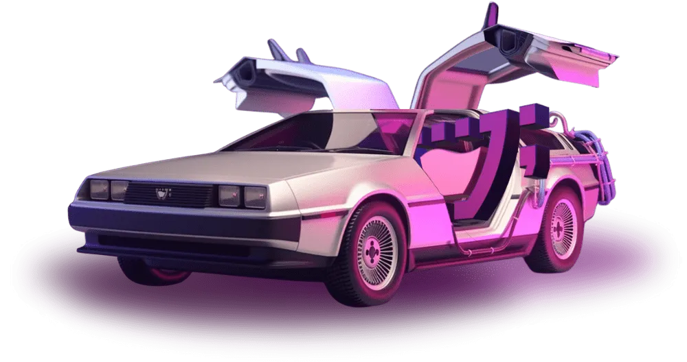 Imagem de um Delorean com sombra