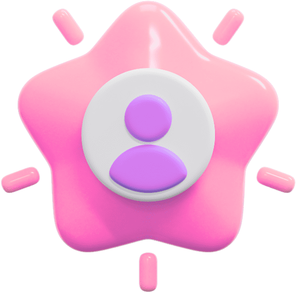 Uma estrela rosa com um icone de usuario no meio