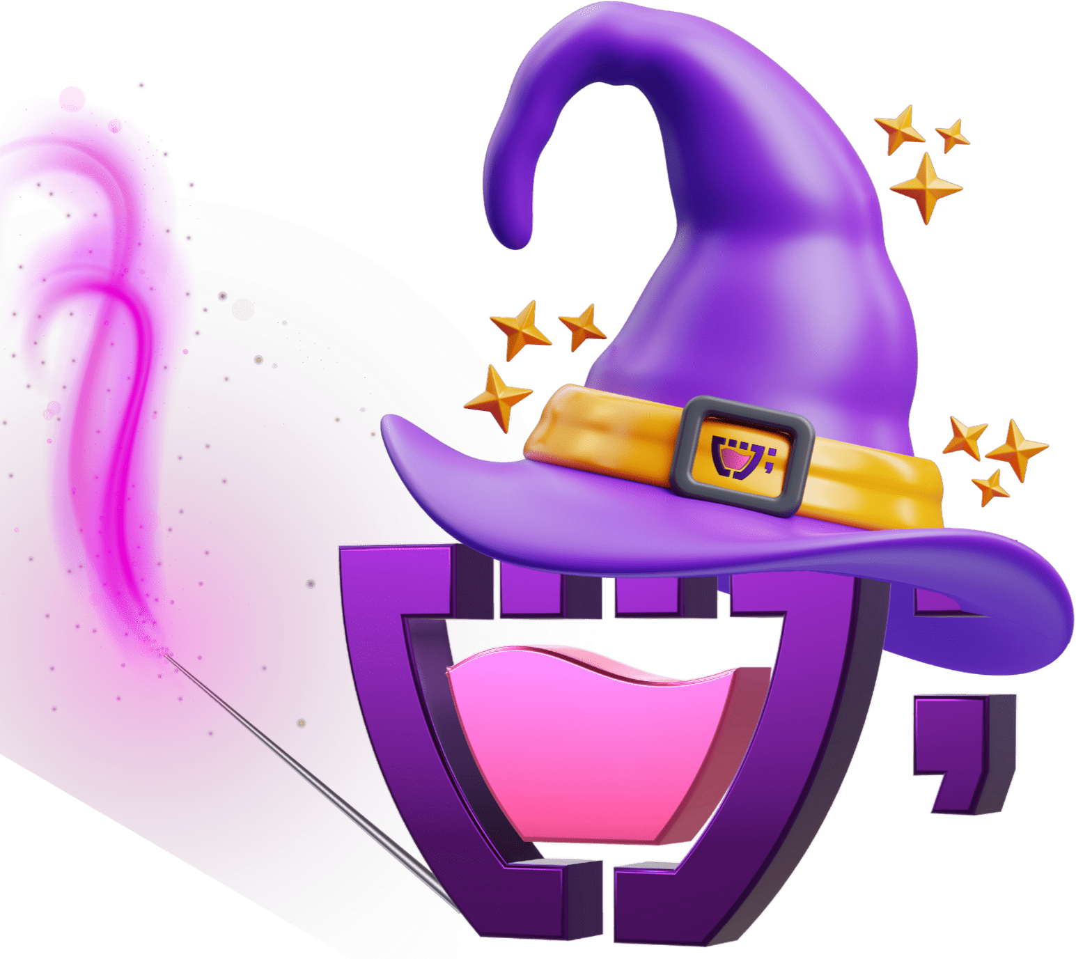 Animação 3D de um relógio roxo com um astronauta da Cupcode voando ao redor dele e deixando um rasto roxo, uma nave espacial da Cupcode voando logo a baixo e vários logotipos da Cupcode em diferentes posições circulam o relógio.