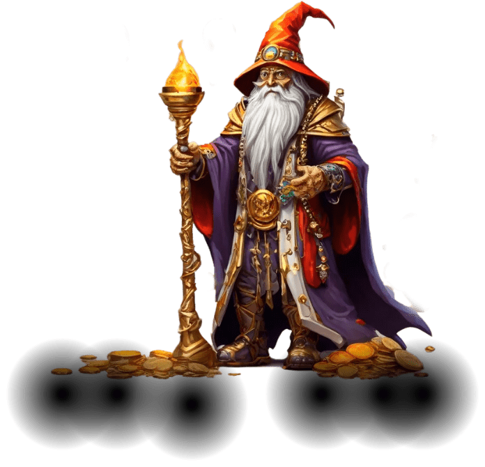 Imagem de um mago sábio com longas barbas brancas, segurando um cajado mágico, vestido com trajes roxos e dourados, ilustrando um personagem poderoso do servidor de Tibia ModukOT.

            