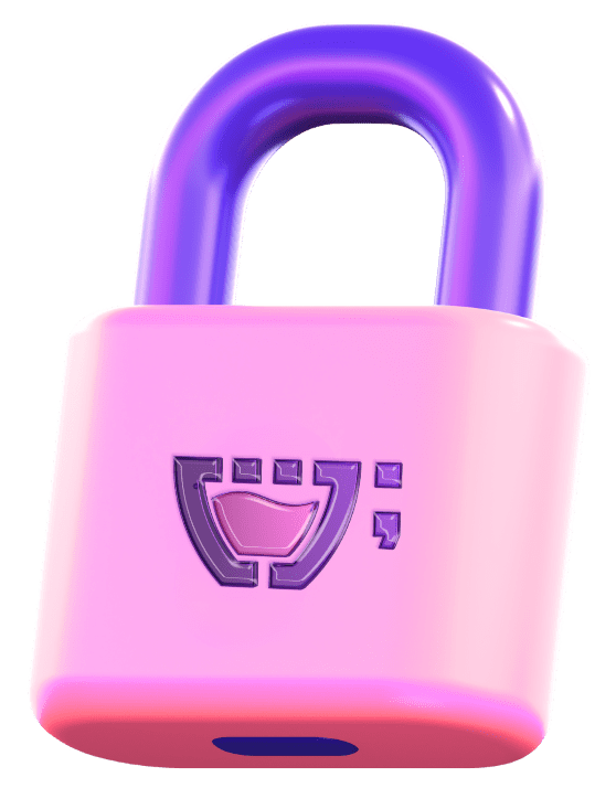 Um cadeado rosa com a logo da cupcode