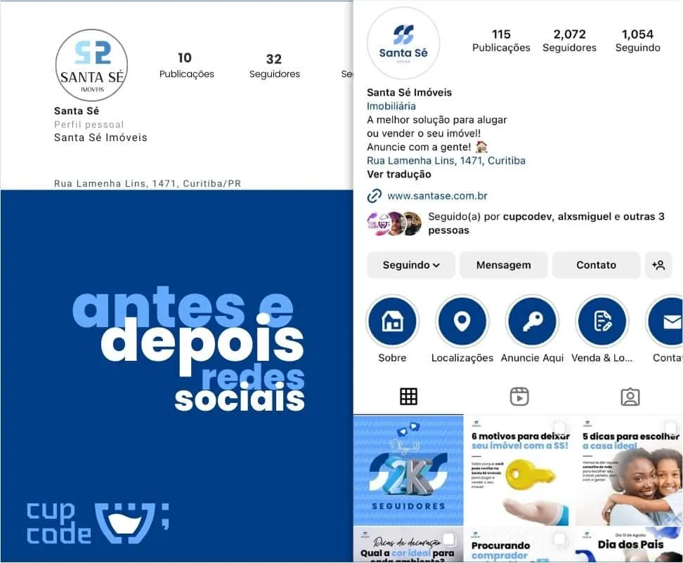 Antes e depois da mudança nas redes sociais da Santa Sé