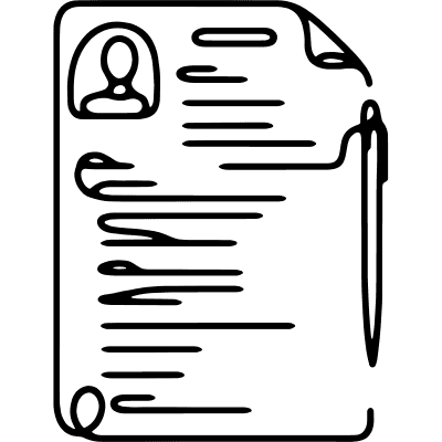 Ícone de documento com caneta enfatizando a importância da documentação e contratos nos processos seletivos da Satoife.

                
