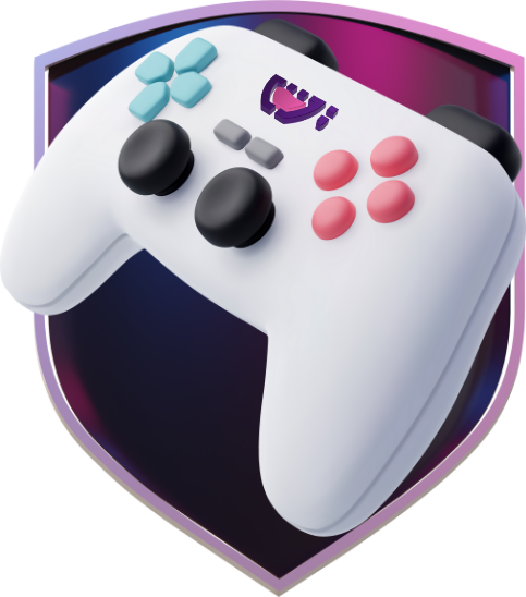 Um escudo com um controle de PlayStation