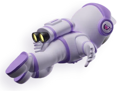 Um astronauta com a logo da cupcode