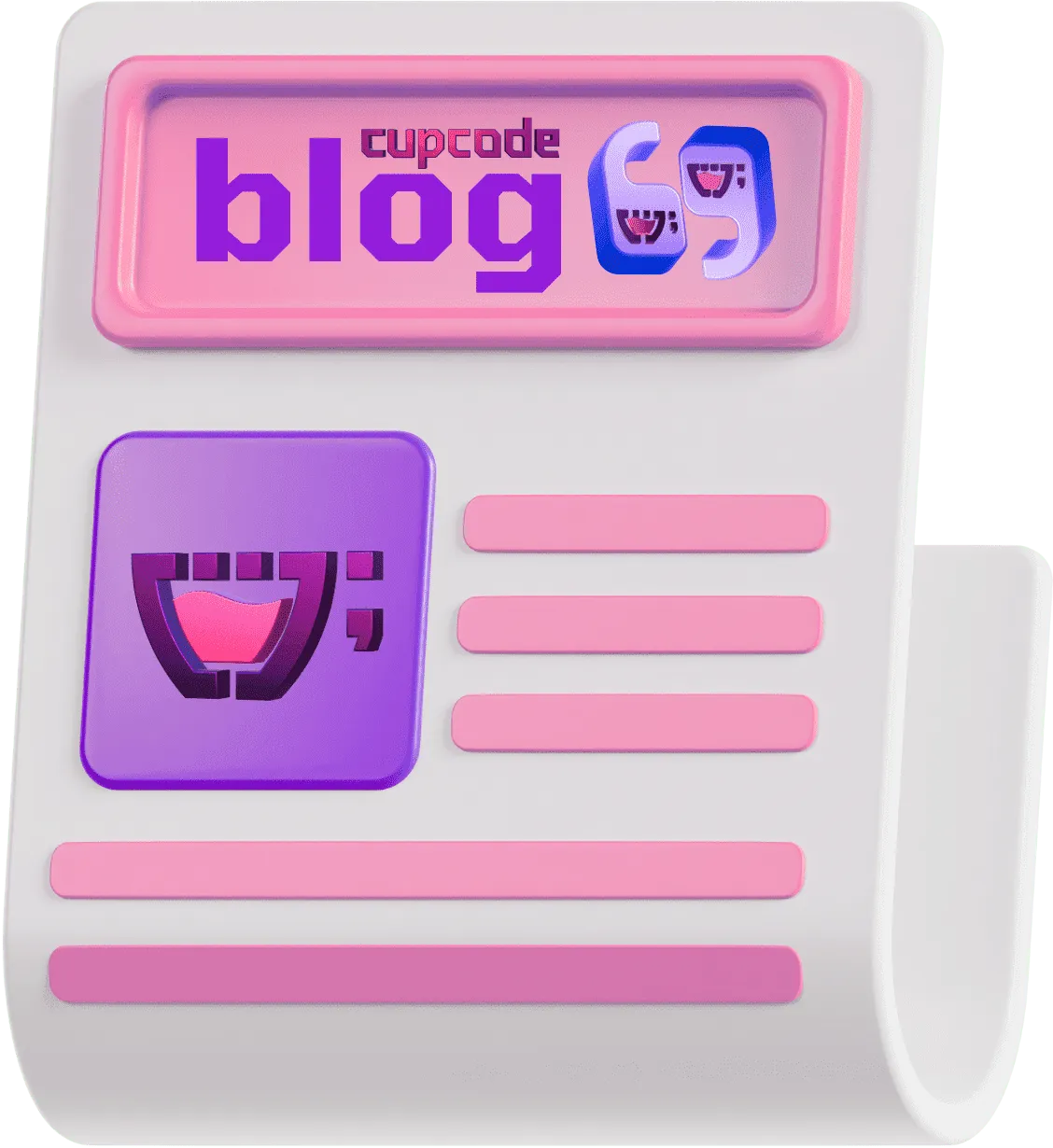 O blog de cupcode é exibido em um fundo branco