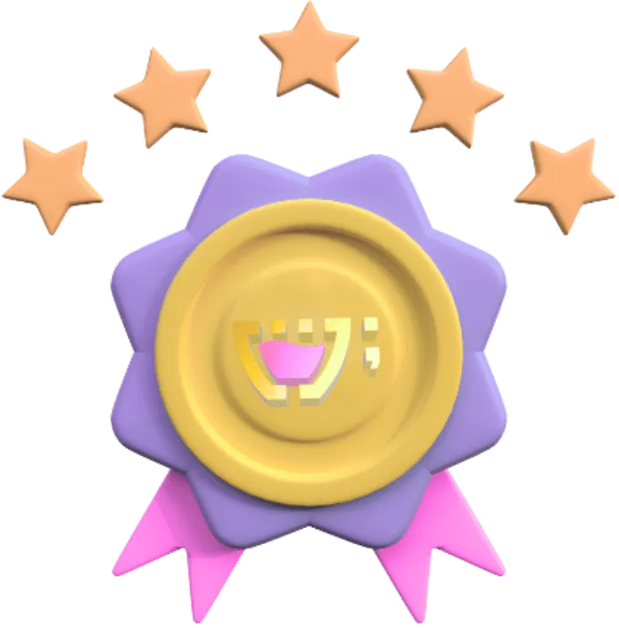 Uma estrela roxa com cinco estrelas ao redor.