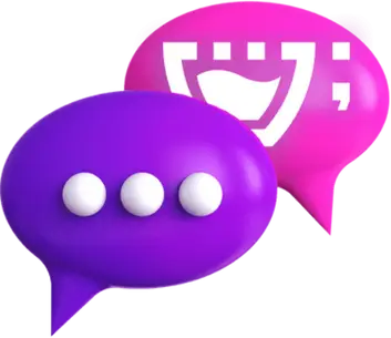 Ícone estilizado de um balão de conversa na cor roxa com três pontos brancos, representando uma interface de chat, com o logo da Cupcode na parte superior direita do balão, tudo sobre um fundo rosa claro com o texto 