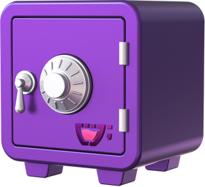 Um cofre roxo com a logo da Cupcode