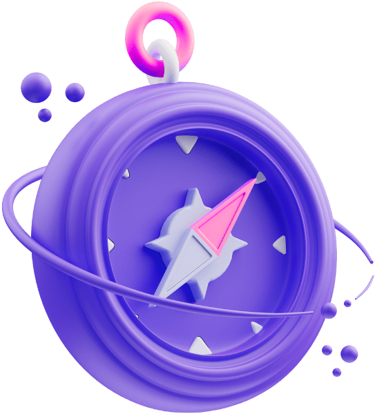 uma bussula roxa em 3d