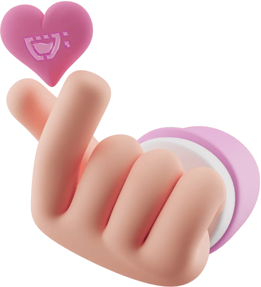 Uma mão com um coração rosa