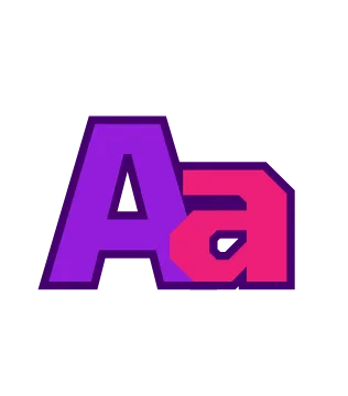 Letra A na cor roxa e rosa