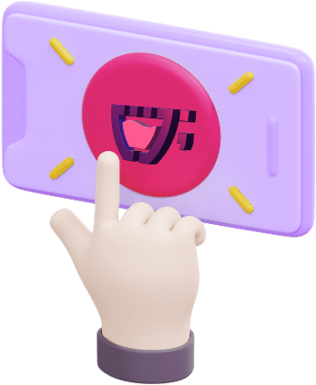 uma interface com uma mão tocando uma logo da cupcode no meio