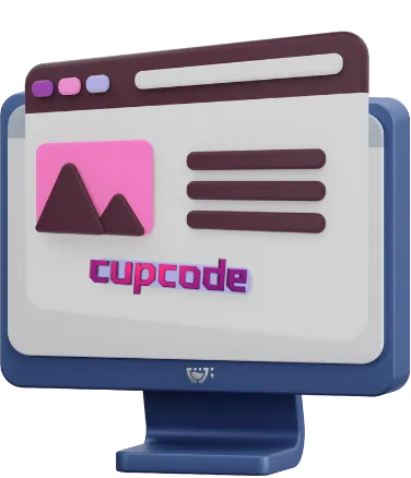 um monitor de computador com a palavra cupcode na tela