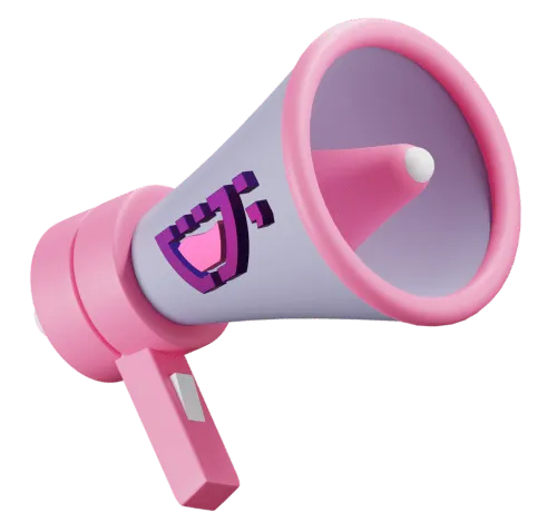 um megafone rosa com fundo roxo