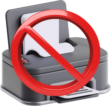 Uma impressora com o símbolo de proibido