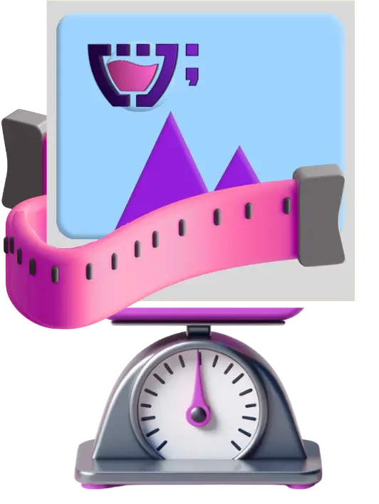 Uma imagem genérica sendo pesada em uma balança com uma fita métrica ao redor.