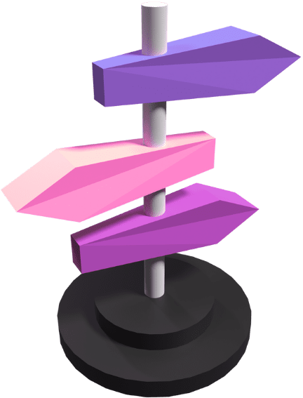 Varias placas apontado para a direita e para a esquerda