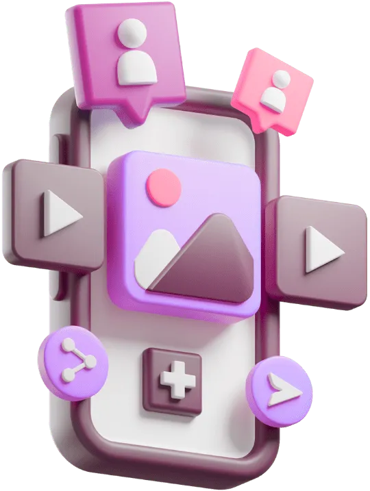 um telefone roxo com ícones e botões