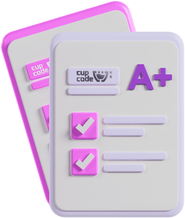 Um papel da cupcode com relátorio de testes com a classificação A+