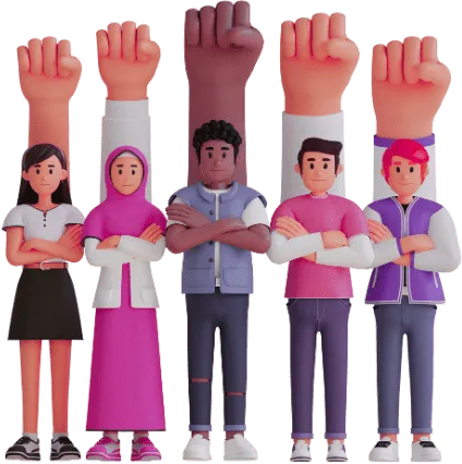 Algumas pessoas com uma mão atrás deles