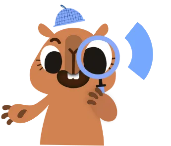 Image of the mascot Stella searching for something, representing the pursuit of innovation and excellence.