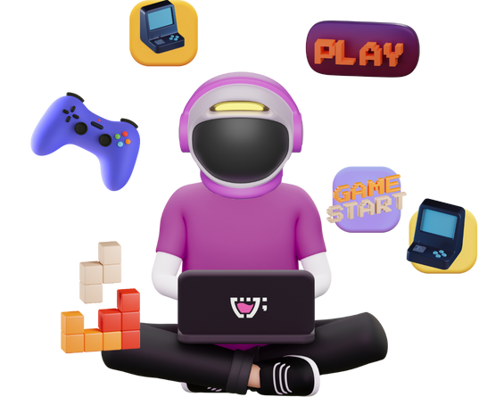 um desenvolvedor de jogos trabalhando em um computador