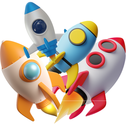 Vários foguetes decolando